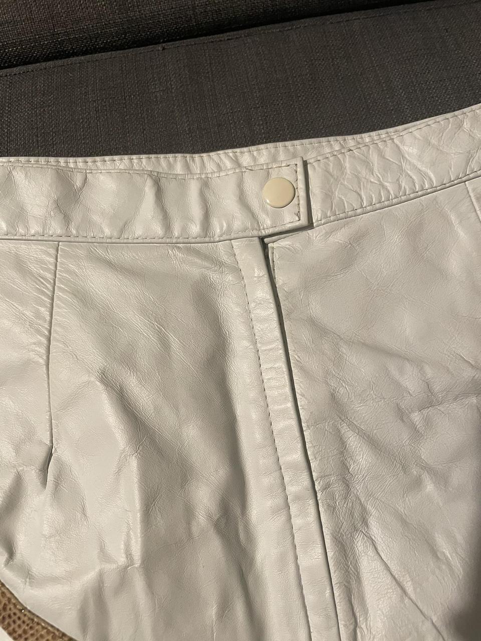 Vintage Women's Leather Skirt - White/Cream - 8 –… - image 5