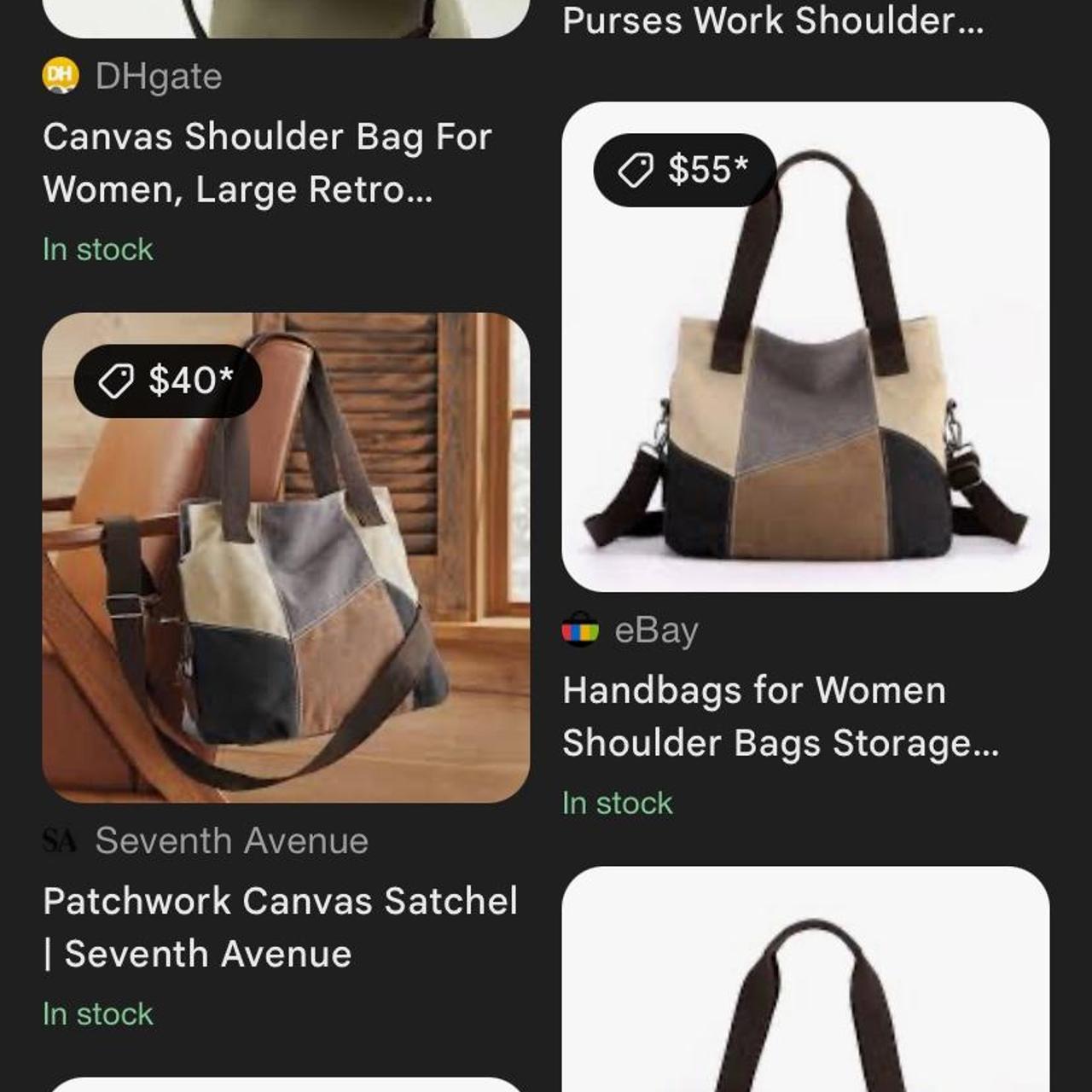 Women's Satchels - Multi/Brown – Patchwork canvas… - image 7