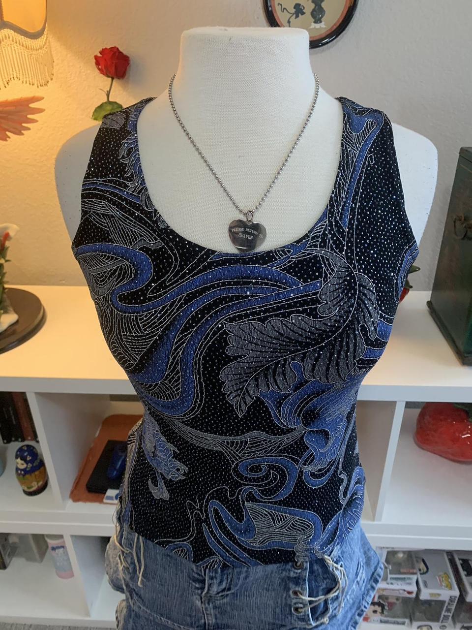 Vintage Onyx nite sparkle blue/ black top beautiful... - Depop