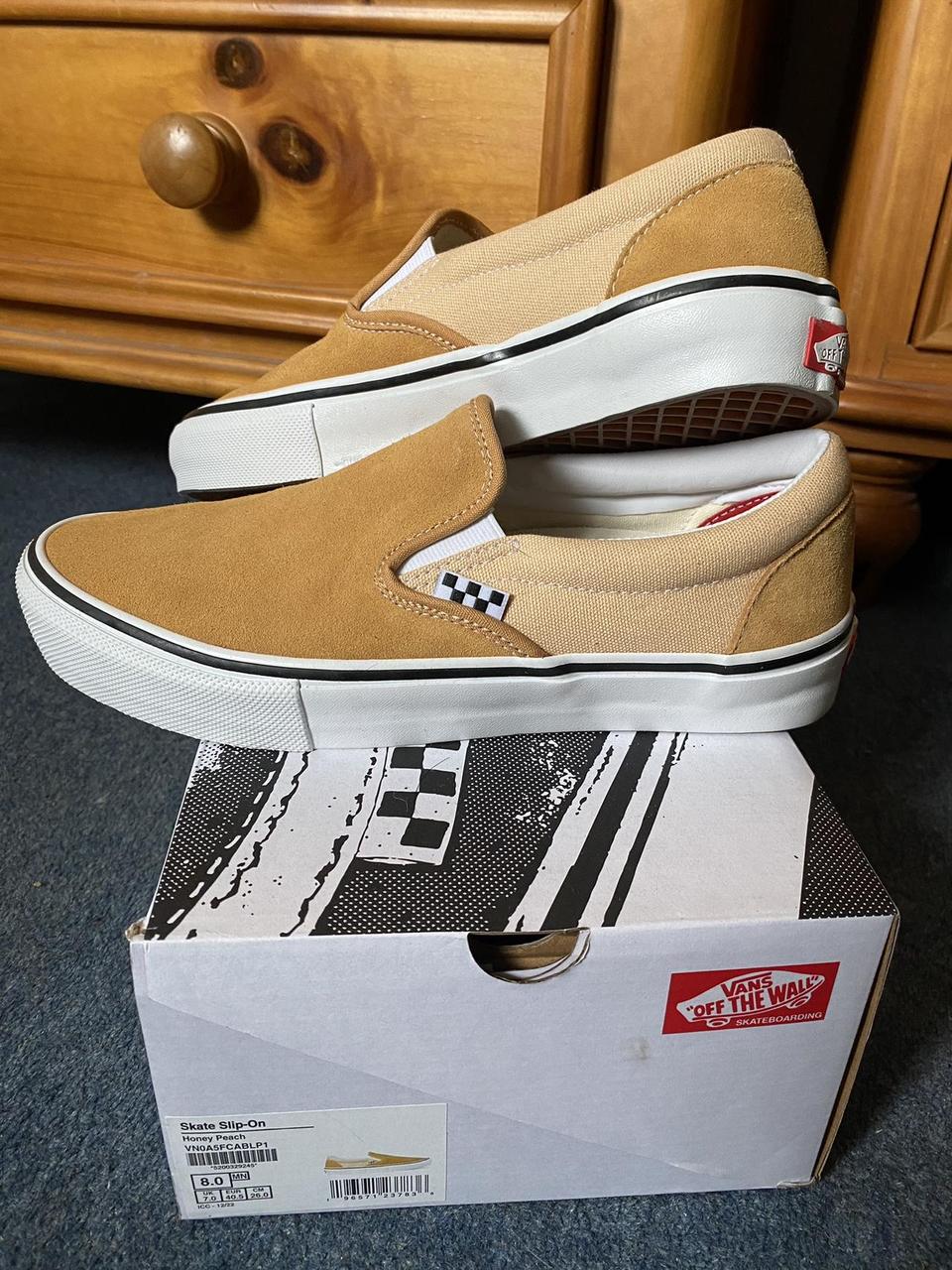 Yellow Honey Peach Suede Vans Slip On Brand new. Depop