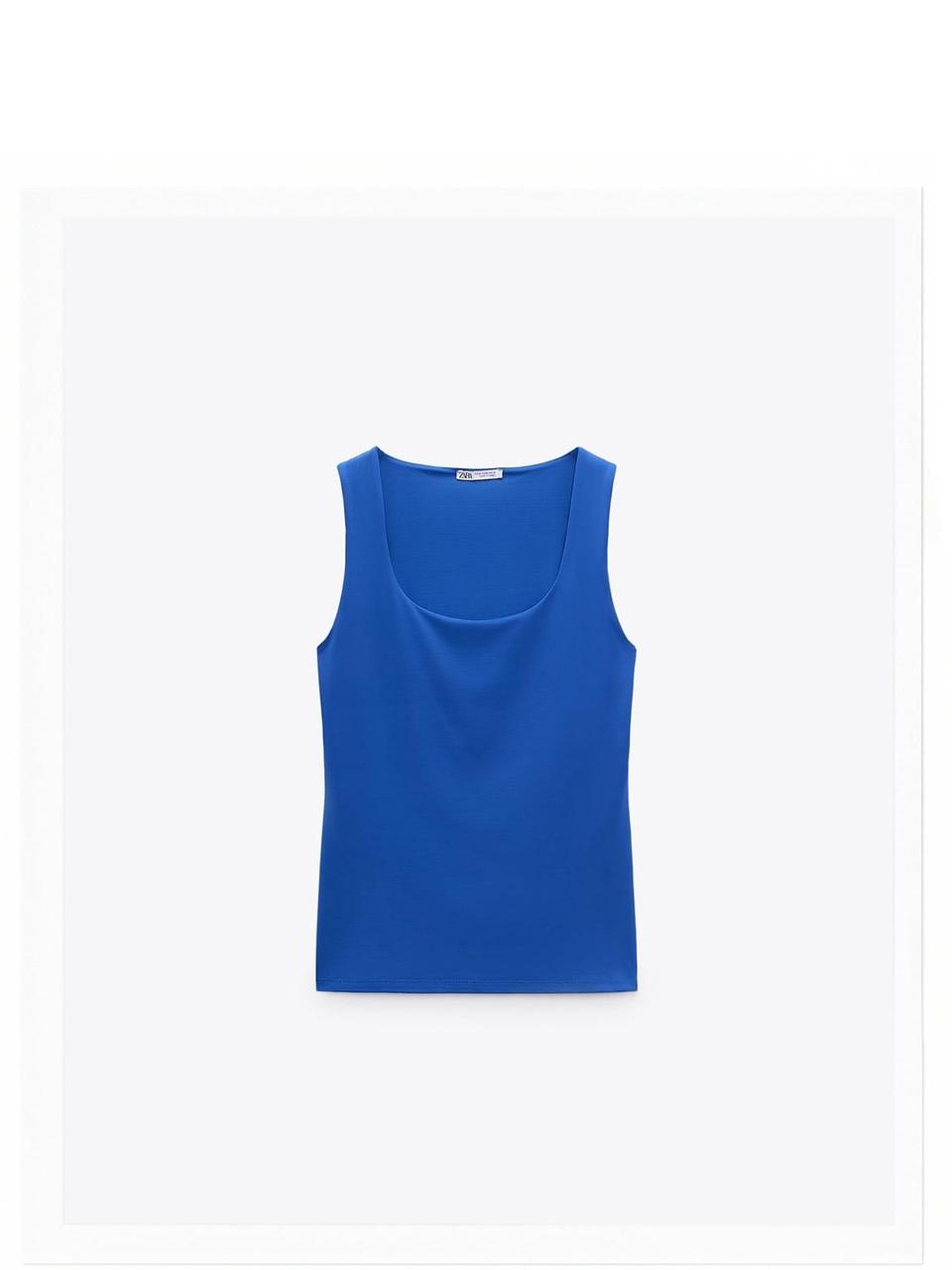 ZARA blue cami top Double layered scoop neck top,... - Depop