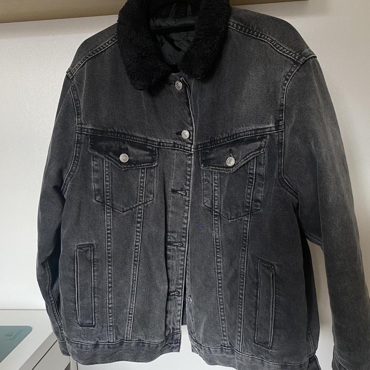 Topshop Black Borg denim jacket UK12 Depop
