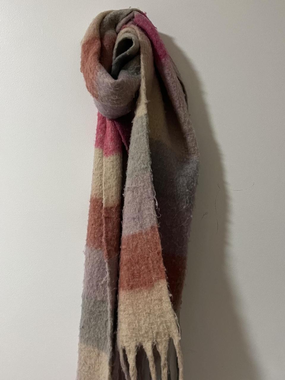 acne studios style pink checkered scarf So cosy - Depop